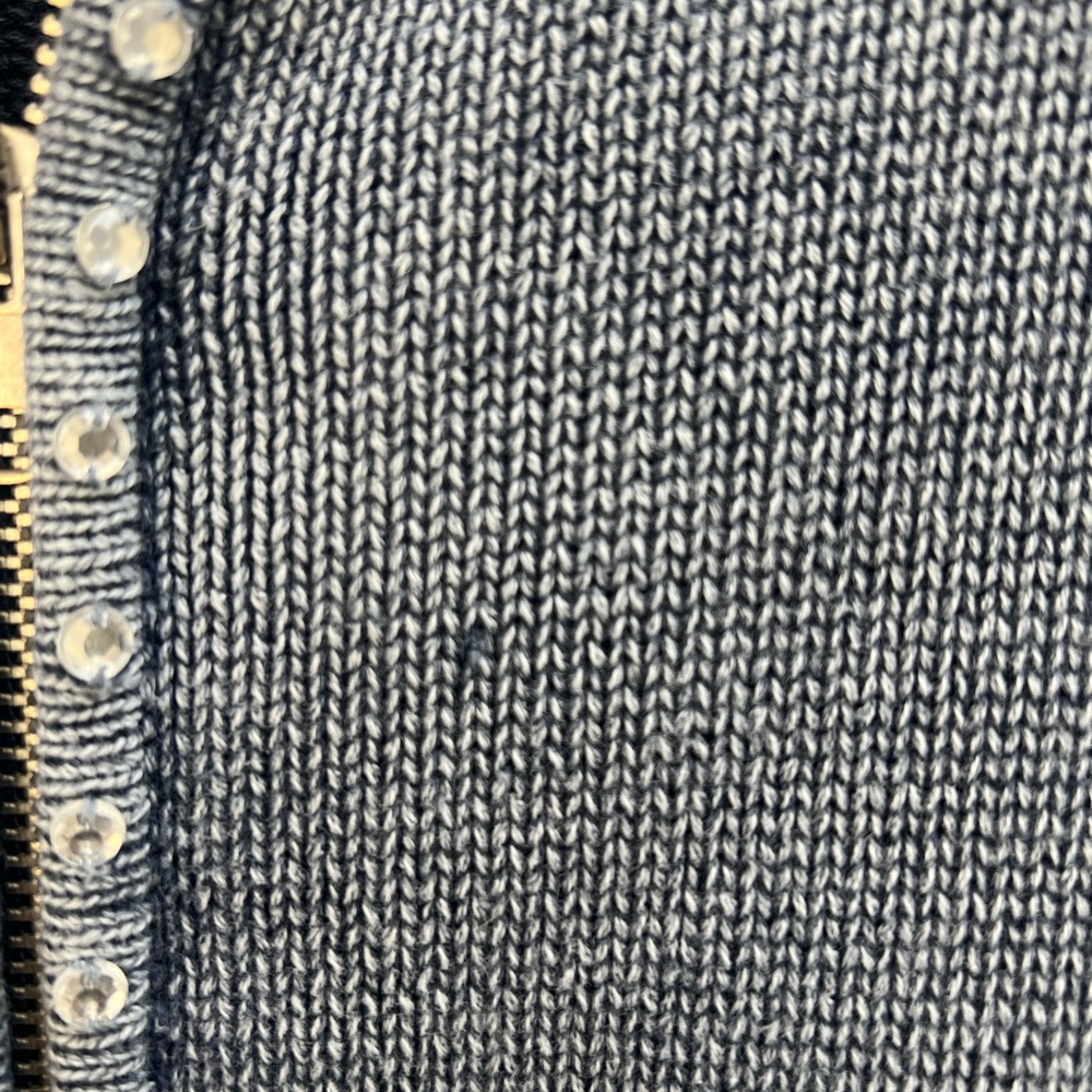 Quacker Factory Women’s Blue Denim Zip Sweater With Stones Size 3X - Picture 6 of 9